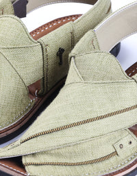 Green Peshawari Chappal - MFW-FB-045