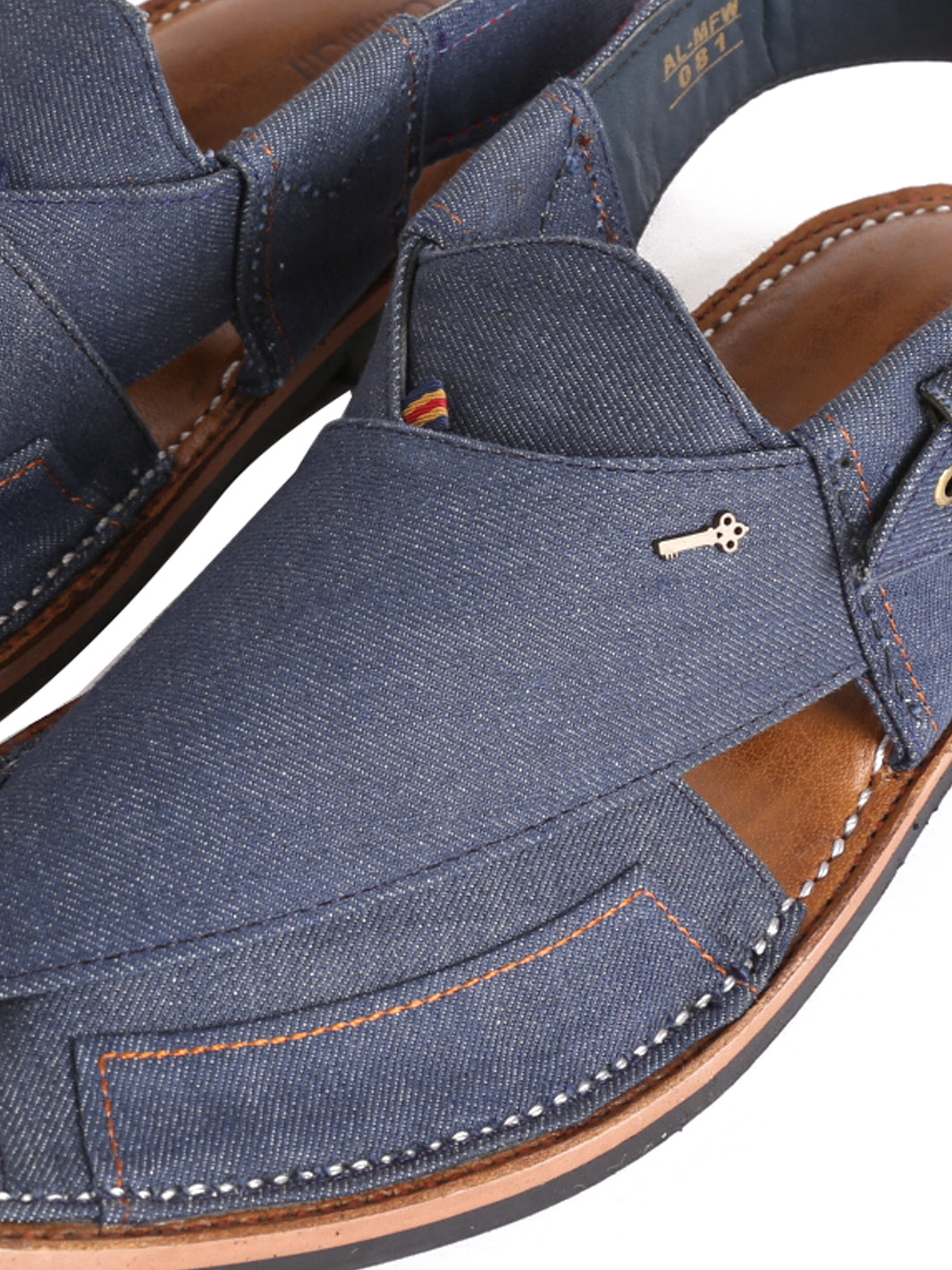 Blue Denim Peshawari Chappal - MFW-FB-081