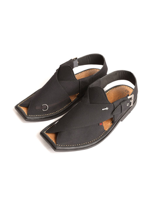 Black Peshawari Chappal - MFW-FB-084