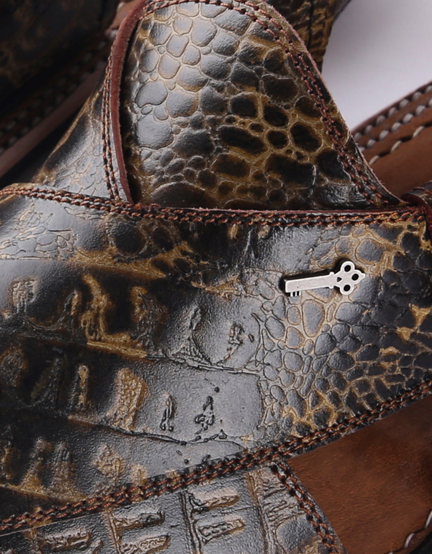 Turtle Brown Leather Peshawari Chappal - MFW-HC-030