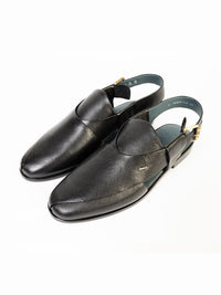 Black Leather Peshawari Chappal - AL-MFW-HC-160