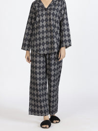 Grey Cotton 2 Piece Stitched Nightwear - AL-LKS-NW-1005