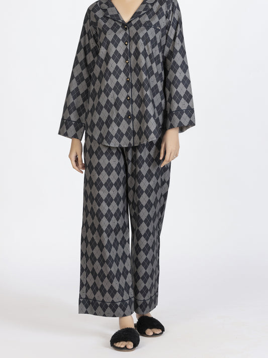 Grey Cotton 2Pc Stitched Nightwear - AL-LKS-NW-1005