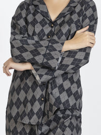 Grey Cotton 2 Piece Stitched Nightwear - AL-LKS-NW-1005