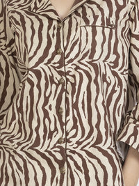 Brown Cotton 2Pc Stitched Nightwear - AL-LKS-NW-1009