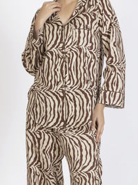 Brown Cotton 2Pc Stitched Nightwear - AL-LKS-NW-1009