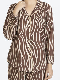 Dark Brown Cotton 2Pc Stitched Nightwear - AL-LKS-NW-1010