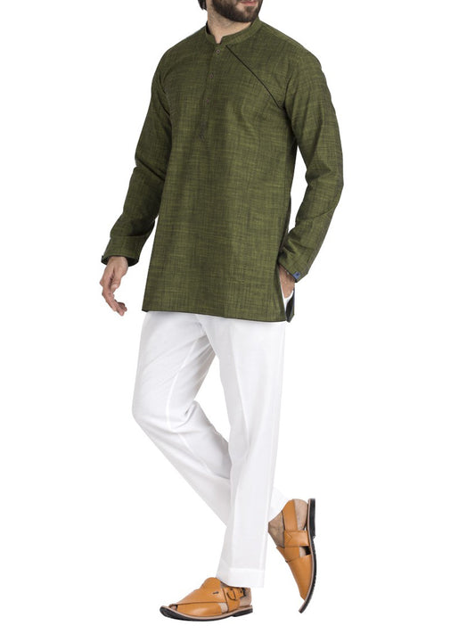 Green Blended Kurta - AL-SK-716