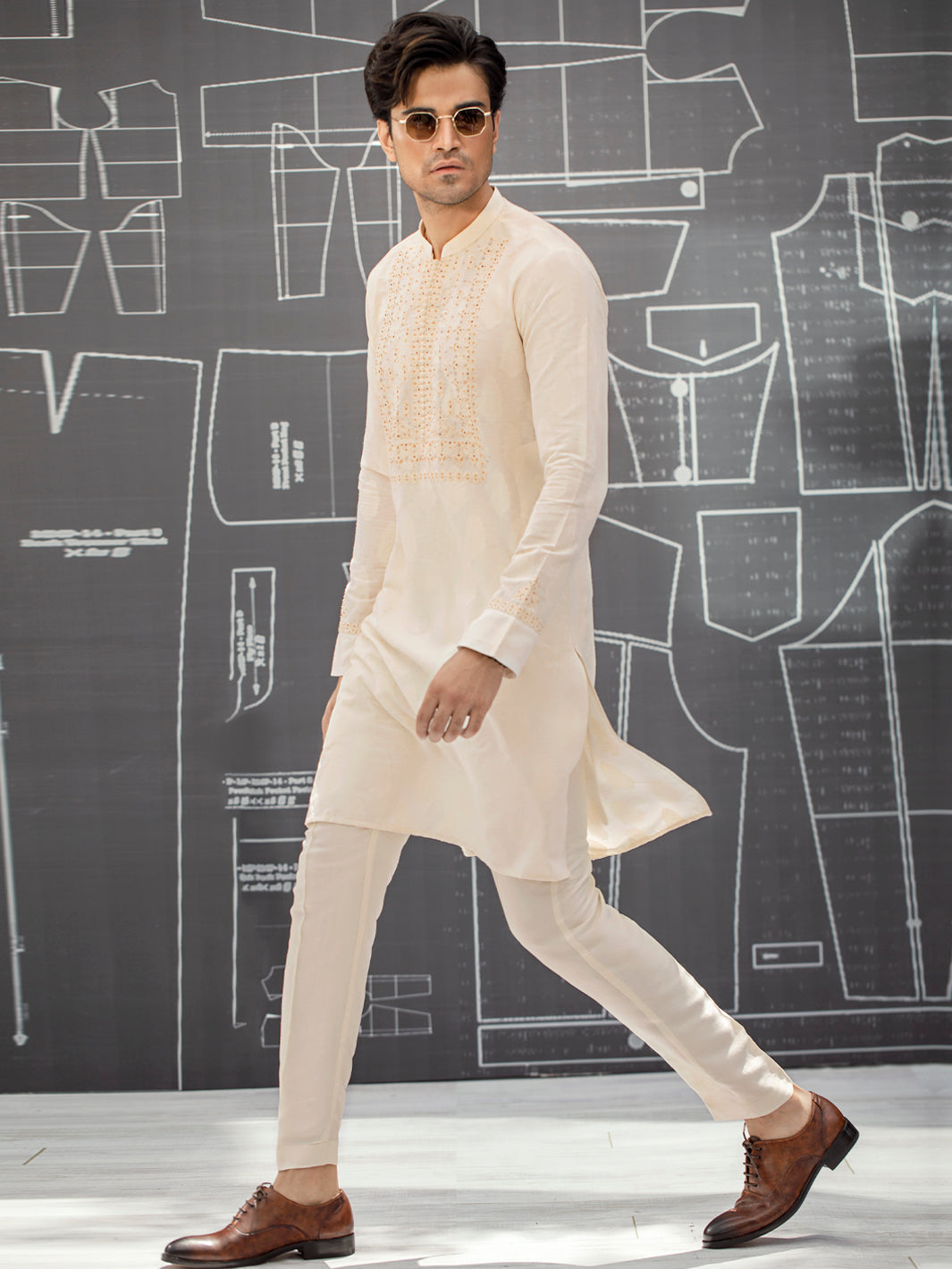 Cream Formal Kurta - AL-K-SP-031A