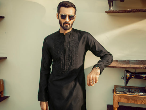 Black Formal Kurta - AL-K-SP-031B