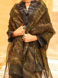 Dark Green Organza Women Stole - ALCR-ST-1016