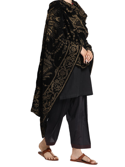 Black Velvet Women Shawl - 150