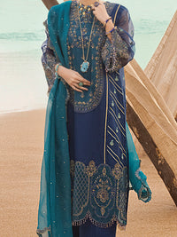 Blue Organza 3Pc Formal Unstitched - AL-3PS-LS-UN-332