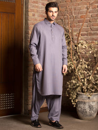 Light Grey Blended Kameez Shalwar - ALWA-KS-241