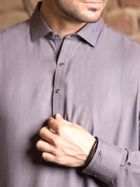 Light Grey Blended Kameez Shalwar - ALWA-KS-241