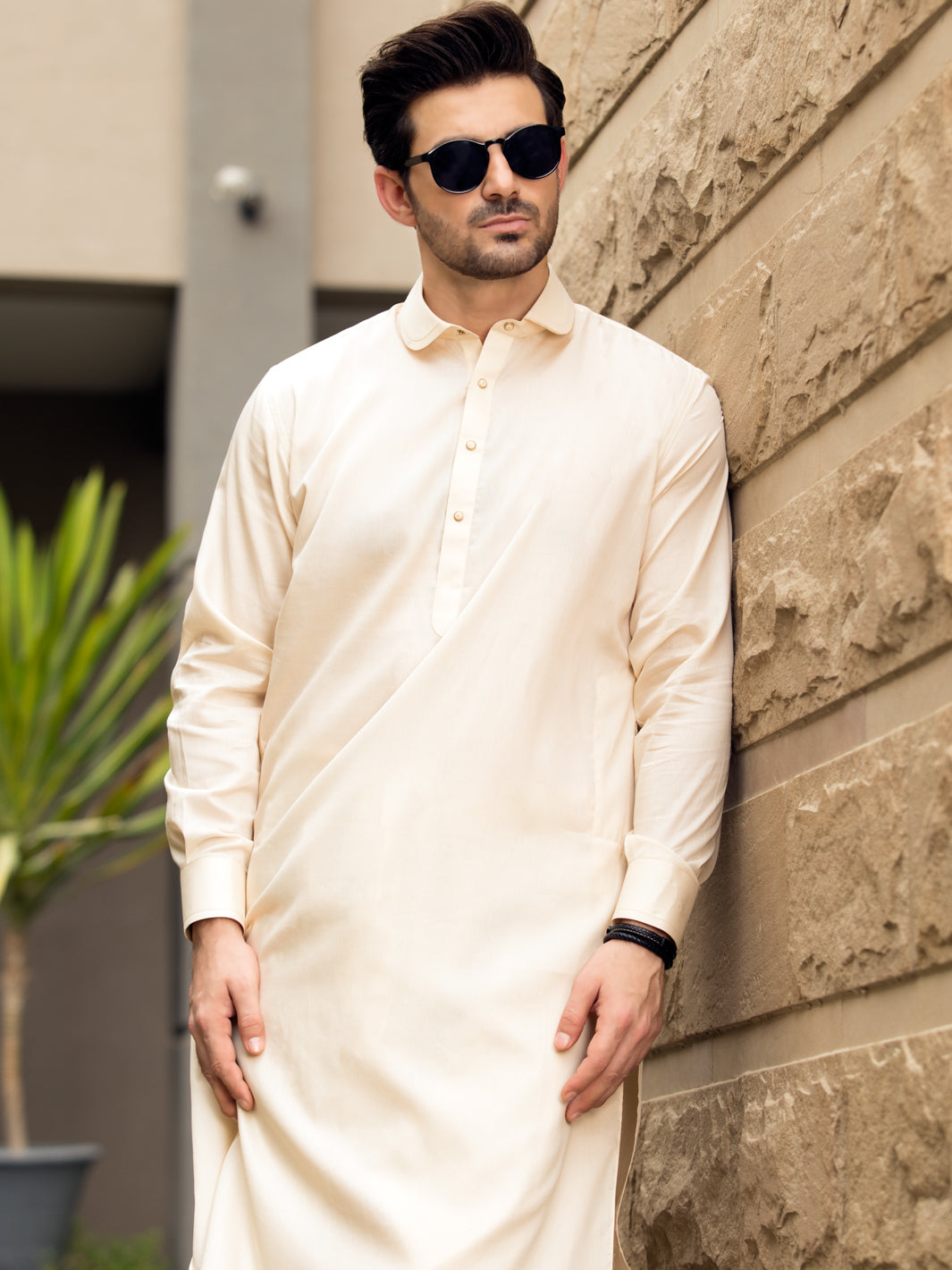 Off White Blended Kameez Shalwar - ALWA-KS-244