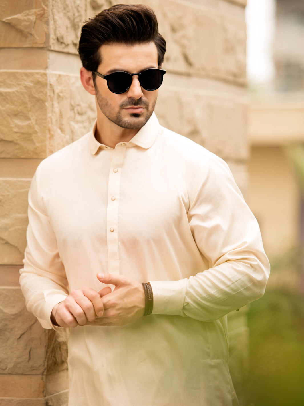Off White Blended Kameez Shalwar - ALWA-KS-244