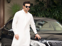 White Blended Kameez Shalwar - ALWA-KS-248