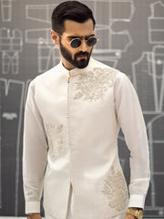 White Textured Waistcoat - AL-WC-341