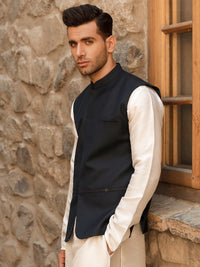 Dark Blue Blended Waistcoat - AL-WC-435