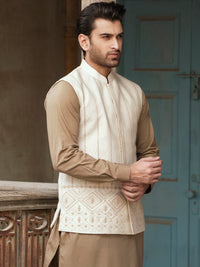 Cream Karandi Waistcoat - AL-WC-441