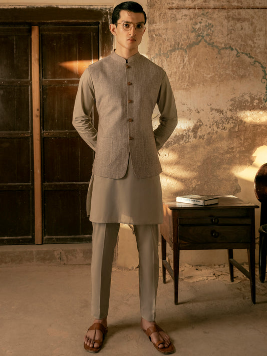 Grey Linen Waistcoat - AL-WC-451