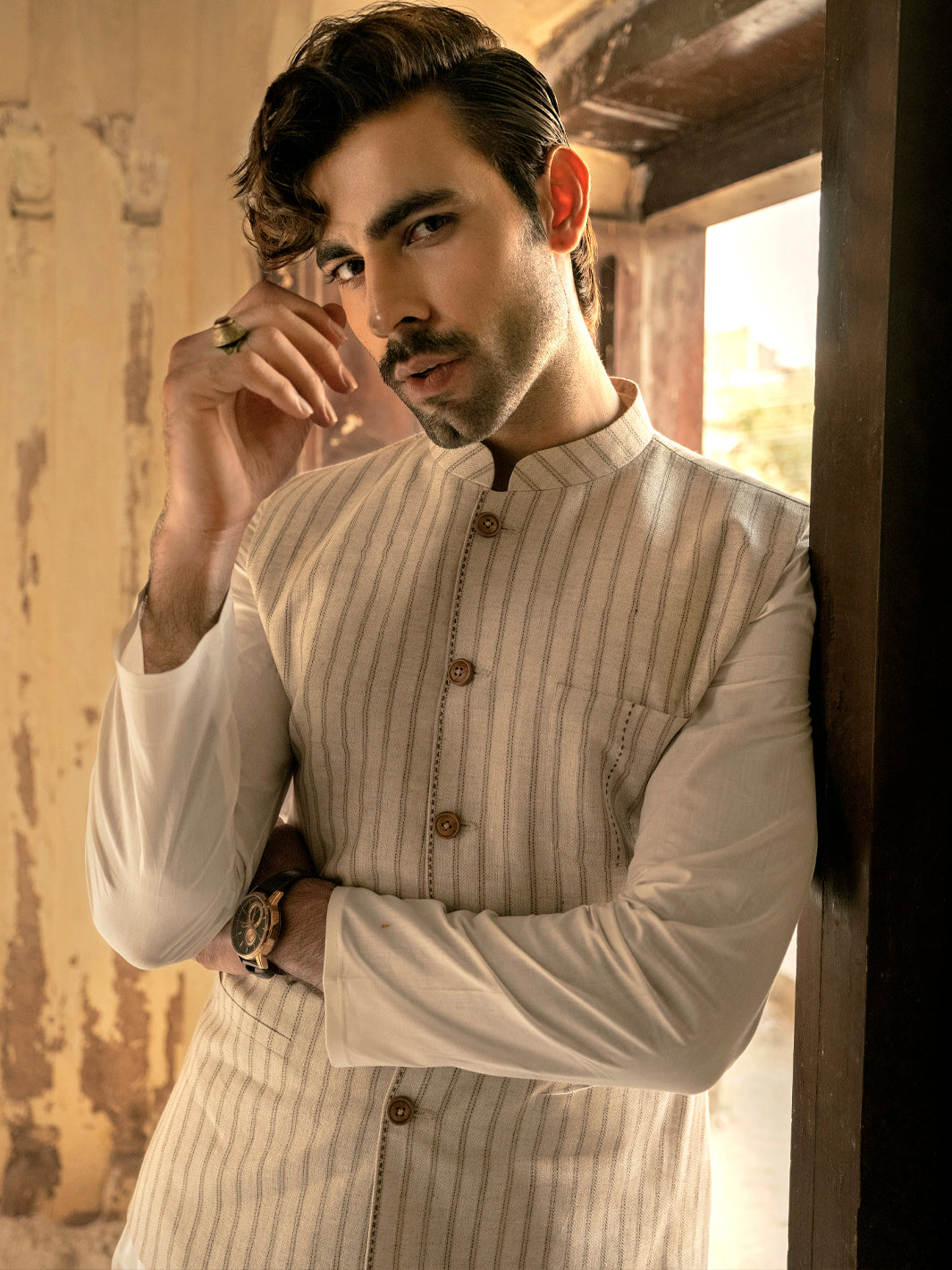Beige Linen Waistcoat - AL-WC-452