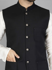 Black Taflon Rayon Waistcoat - AL-WC-463