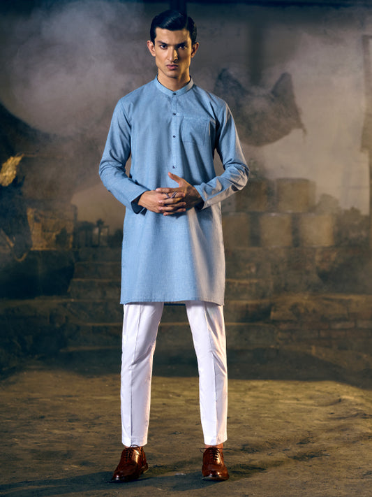 Blue Blended Kurta - AL-K-1040