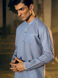 Blue Blended Kurta - AL-K-1040