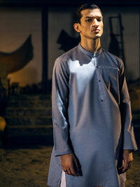 Blue Blended Kurta - AL-K-1040
