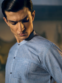 Blue Blended Kurta - AL-K-1040
