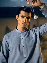 Blue Blended Kurta - AL-K-1040