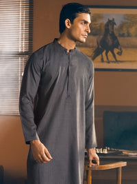 Dark Grey Blended Kurta - AL-K-1049