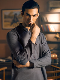 Dark Grey Blended Kurta - AL-K-1049
