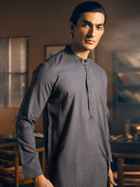 Dark Grey Blended Kurta - AL-K-1049