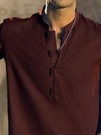 Maroon Blended Kurta - AL-K-1051