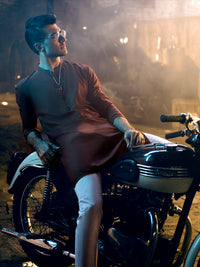 Maroon Blended Kurta - AL-K-1051