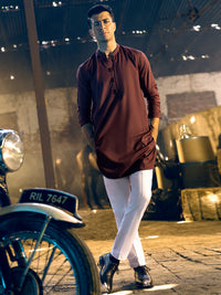 Maroon Blended Kurta - AL-K-1051