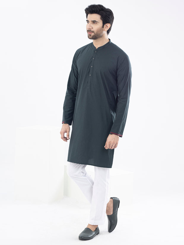 Green Cotton Kurta - AL-K-1066