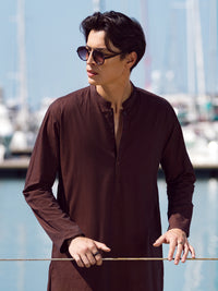 Brown Cotton Kurta - AL-K-1069A