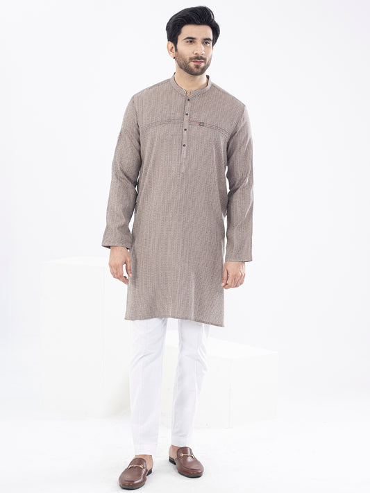 Light Peach Cotton Kurta - AL-K-1072