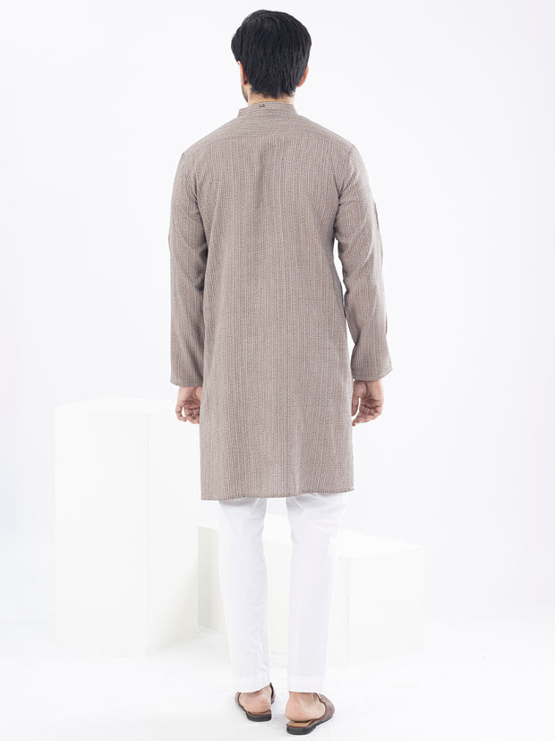 Light Peach Cotton Kurta - AL-K-1072