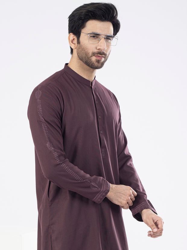 Maroon Blended Kurta - AL-K-1092