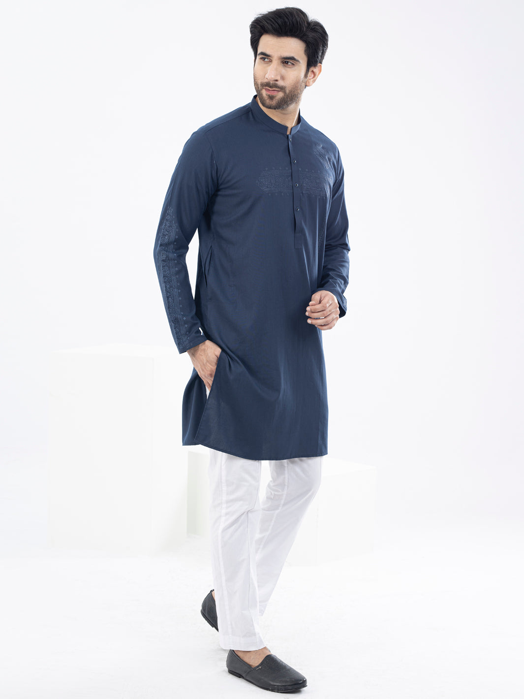 Blue Blended Kurta - AL-K-1094