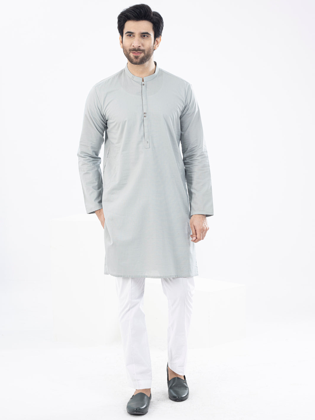 Light Green Cotton Kurta - AL-K-1100