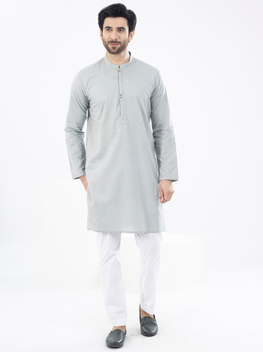 Light Green Cotton Kurta - AL-K-1100