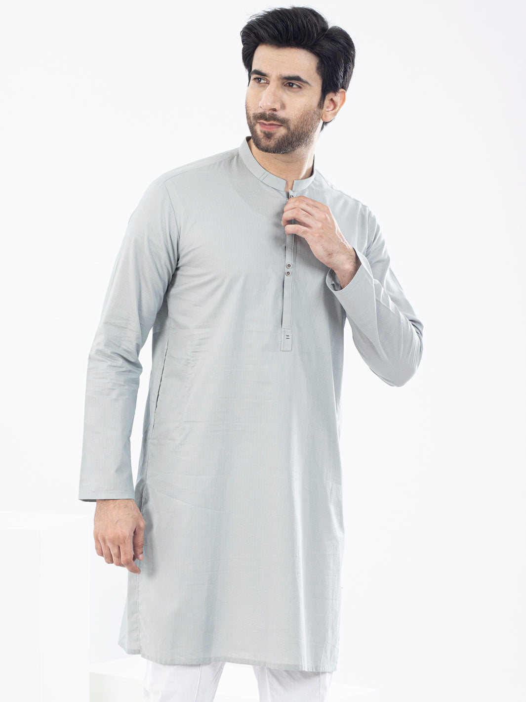 Light Green Cotton Kurta - AL-K-1100