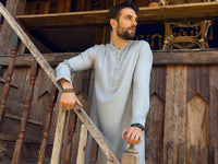 Light Blue Blended Kurta - AL-K-1109