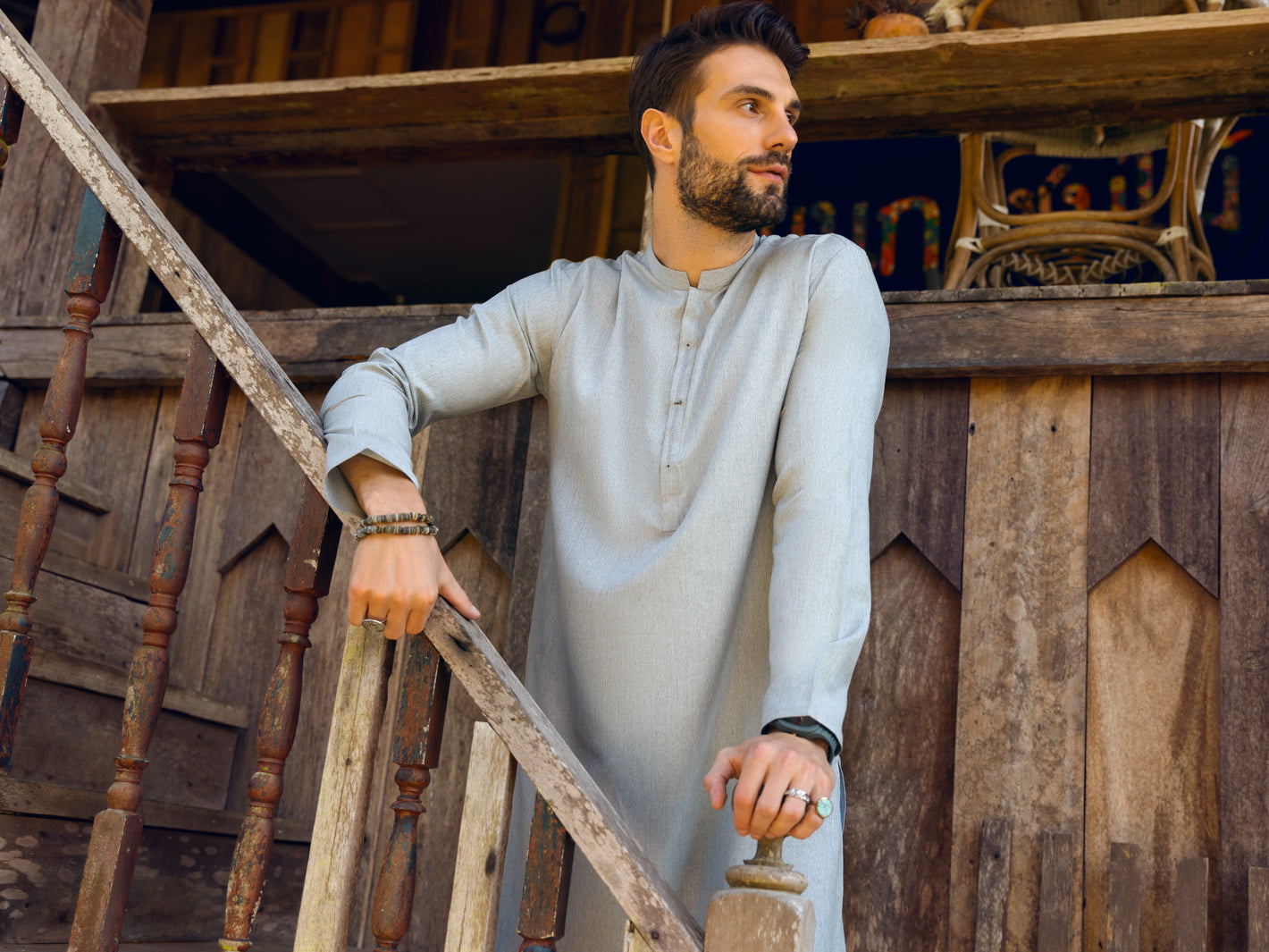 Light Blue Blended Kurta - AL-K-1109 – Almirah